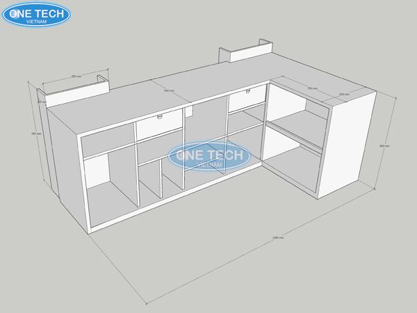 Kích thước của quầy thanh toán Sakuko