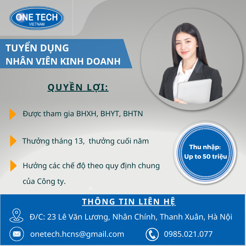 One Tech tuyen dung nhan vien kinh doanh khu vuc Ha Noi