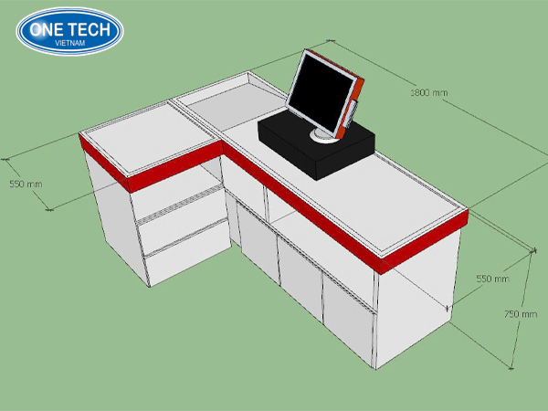 Bàn thu ngân kim loại 1m8