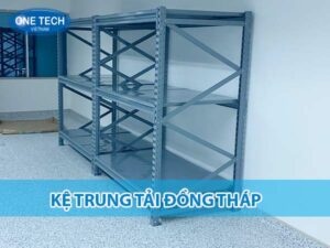 Kệ trung tải tại Đồng Tháp với thiết kế chắc chắn, chịu lực tốt, phù hợp cho kho hàng và cửa hàng.