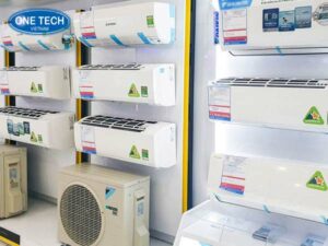 Kệ trưng bày điều hòa chất lượng cao, thiết kế bền vững giúp sắp xếp sản phẩm gọn gàng, chuyên nghiệp.