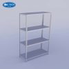 Kệ sắt V lỗ 4 tầng chắc chắn, sơn tĩnh điện chống gỉ, phù hợp để lưu trữ hàng hóa, hồ sơ, vật dụng trong kho và cửa hàng.