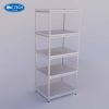 Kệ V cài 5 tầng màu trắng bằng sắt sơn tĩnh điện, chắc chắn, phù hợp trưng bày sản phẩm và lưu trữ đồ đạc trong nhà kho, cửa hàng.