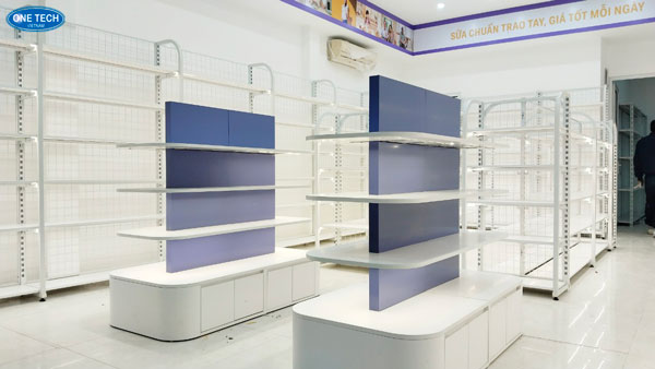 Kệ siêu thị sữa tiện lợi, dễ dàng trưng bày và bảo quản sản phẩm Kệ siêu thị sữa với các ngăn chứa được bố trí hợp lý, giúp sắp xếp các sản phẩm sữa một cách khoa học