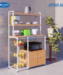 Kệ gia dụng 6 tầng kèm giỏ và có tủ đựng – OTGD024