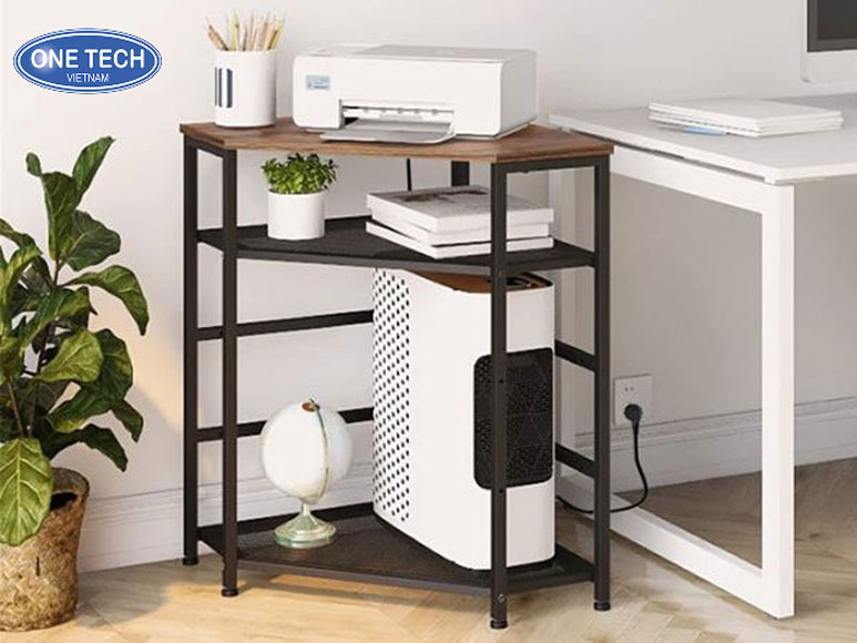 Kệ đựng máy in góc phòng hình tam giác tiết kiệm diện tích Kệ đựng máy in hình tam giác đặt ở góc phòng, thiết kế nhỏ gọn và tối ưu không gian làm việc