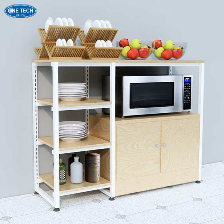 Kệ gia dụng nhà bếp đa năng tiện lợi cho không gian gọn gàng Kệ gia dụng nhà bếp bằng sắt sơn tĩnh điện, nhiều tầng, đựng xoong nồi và vật dụng nấu ăn