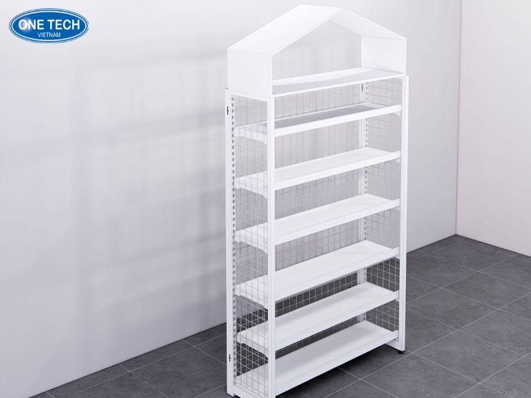 Kệ gỗ khung sắt mặt gỗ cho cửa hàng mẹ và bé – Dịu nhẹ, tinh tế Kệ gỗ khung sắt mặt gỗ cho cửa hàng mẹ và bé, thiết kế dịu nhẹ, tinh tế, phù hợp trưng bày sản phẩm cho trẻ em