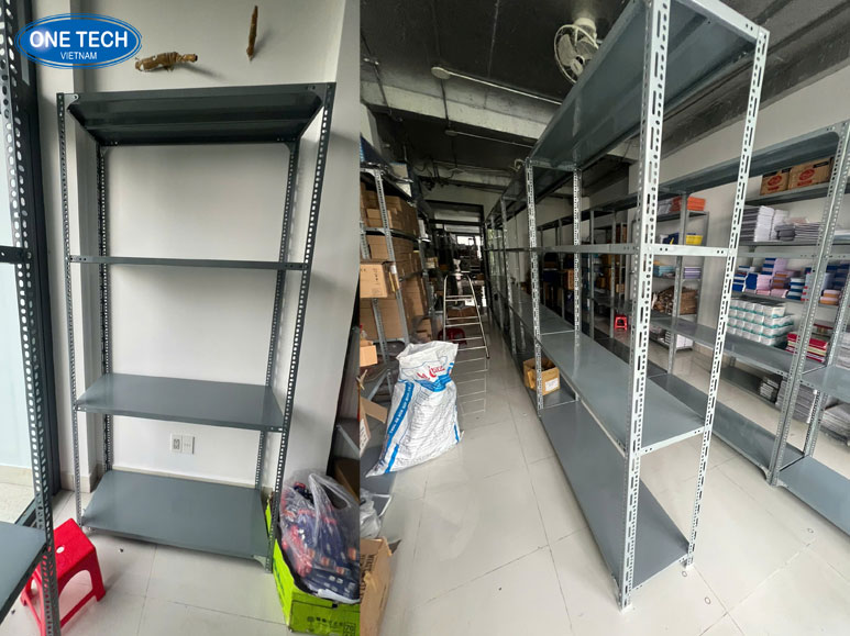 Kệ sắt V lỗ One Tech - Giải pháp lưu trữ hiện đại và hiệu quả Kệ sắt V lỗ One Tech - Bền bỉ, dễ lắp đặt và phù hợp với mọi không gian thương mại