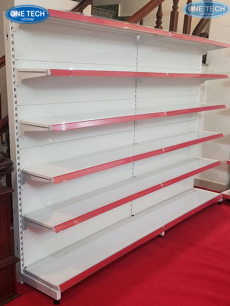 Cách chọn kệ siêu thị tôn liền phù hợp cho cửa hàng bán lẻ Kệ siêu thị tôn liền màu trắng 5 tầng, trưng bày hàng hóa gọn gàng trong cửa hàng tạp hóa