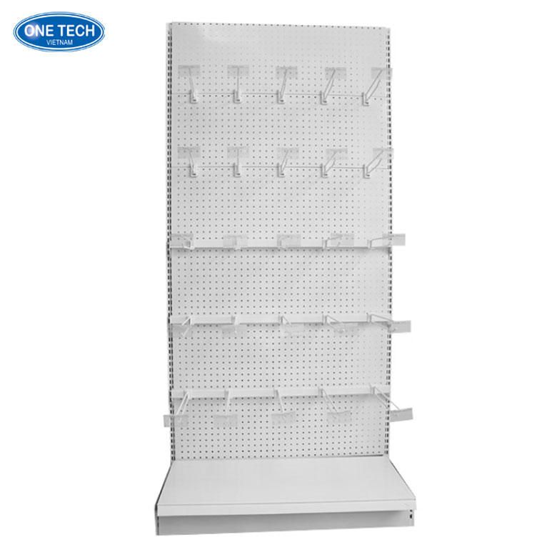 Kệ đơn siêu thị trưng bày đồ lót màu trắng với móc treo chắc chắn Kệ đơn siêu thị trưng bày đồ lót màu trắng, thiết kế tinh tế với móc treo chắc chắn, phù hợp cho các cửa hàng bán đồ lót