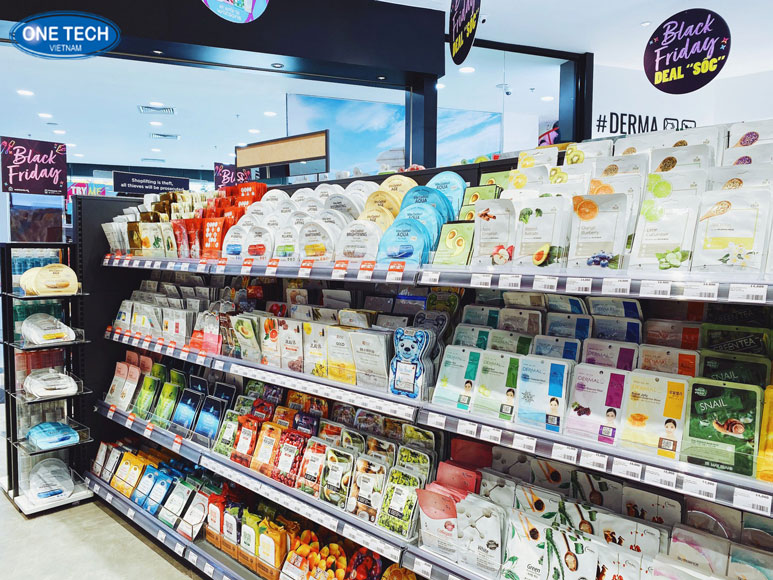 Kệ sắt mâm tôn trưng bày mặt nạ mỹ phẩm chuyên nghiệp Kệ sắt mâm tôn 5 tầng trưng bày mặt nạ dưỡng da trong cửa hàng mỹ phẩm