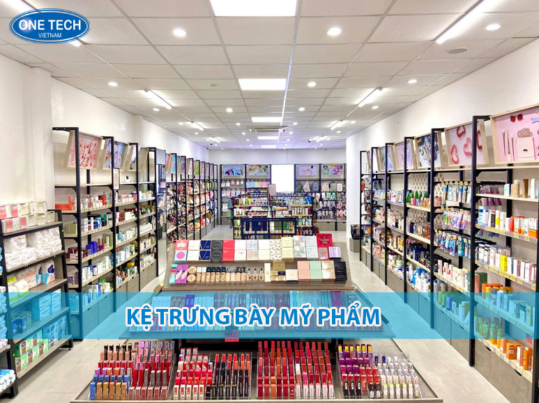 Kệ trưng bày mỹ phẩm nhiều tầng bằng sắt sơn tĩnh điện, bố trí khoa học trong cửa hàng mỹ phẩm