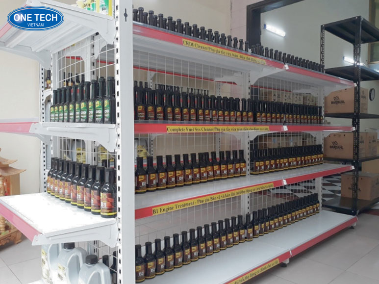 Kệ trưng bày nước mắm lưng lưới 5 tầng chất lượng cao Kệ siêu thị lưng lưới trưng bày nước mắm 5 tầng bằng sắt sơn tĩnh điện, thiết kế tối ưu cho cửa hàng tạp hóa và siêu thị mini