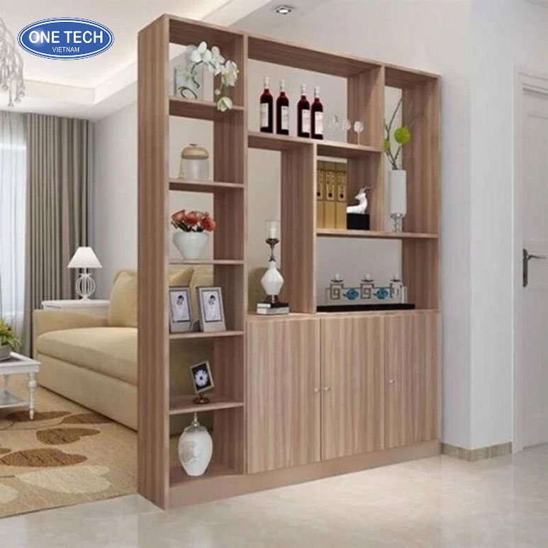 Kệ vách ngăn phòng khách bằng gỗ hiện đại, tiện nghi Kệ vách ngăn bằng gỗ cho phòng khách, thiết kế hiện đại, dùng làm kệ trang trí và phân chia không gian