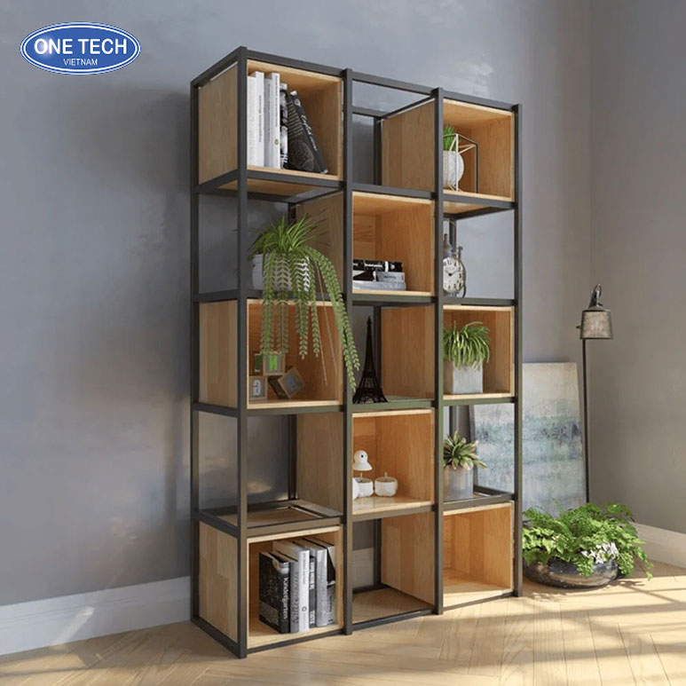 Kệ khung sắt mâm gỗ hiện đại sang trọng cho cửa hàng và gia đình Kệ khung sắt kết hợp mâm gỗ thiết kế hiện đại, chịu lực tốt, dùng cho cửa hàng tiện lợi, showroom hoặc trang trí nhà