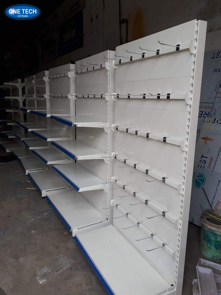 Kệ trưng bày phụ kiện bằng sắt sơn tĩnh điện, chắc chắn, dùng trong siêu thị mini và cửa hàng tiện lợi