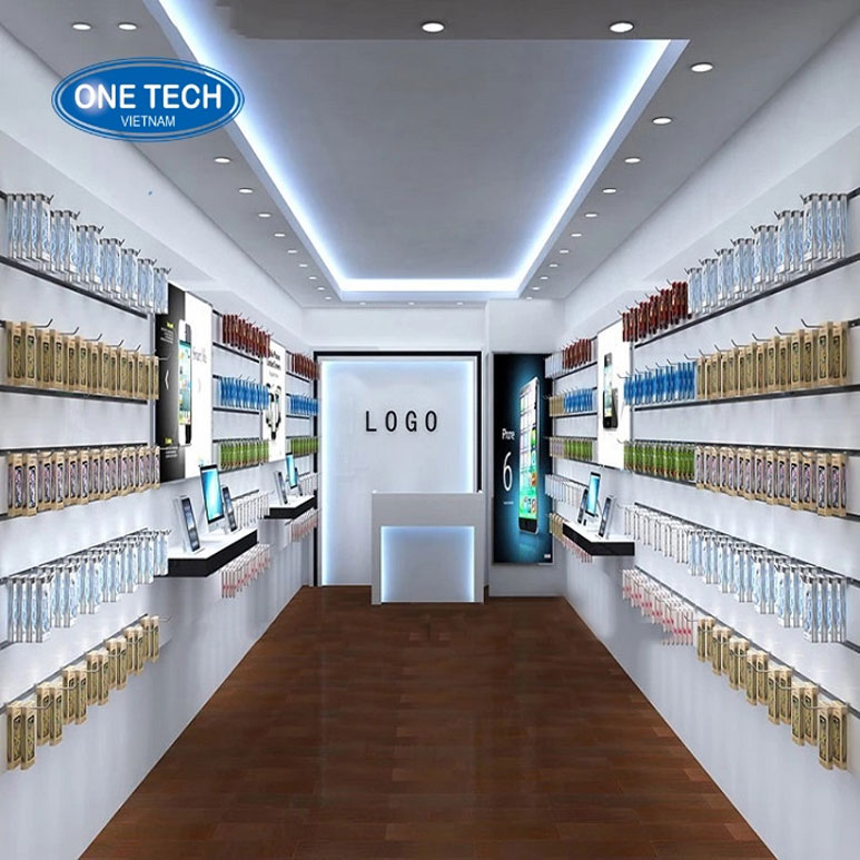 Kệ trưng bày phụ kiện điện thoại hiện đại và tiện dụng Kệ trưng bày phụ kiện điện thoại bằng sắt sơn tĩnh điện, thiết kế 5 tầng, móc treo tiện lợi cho cửa hàng
