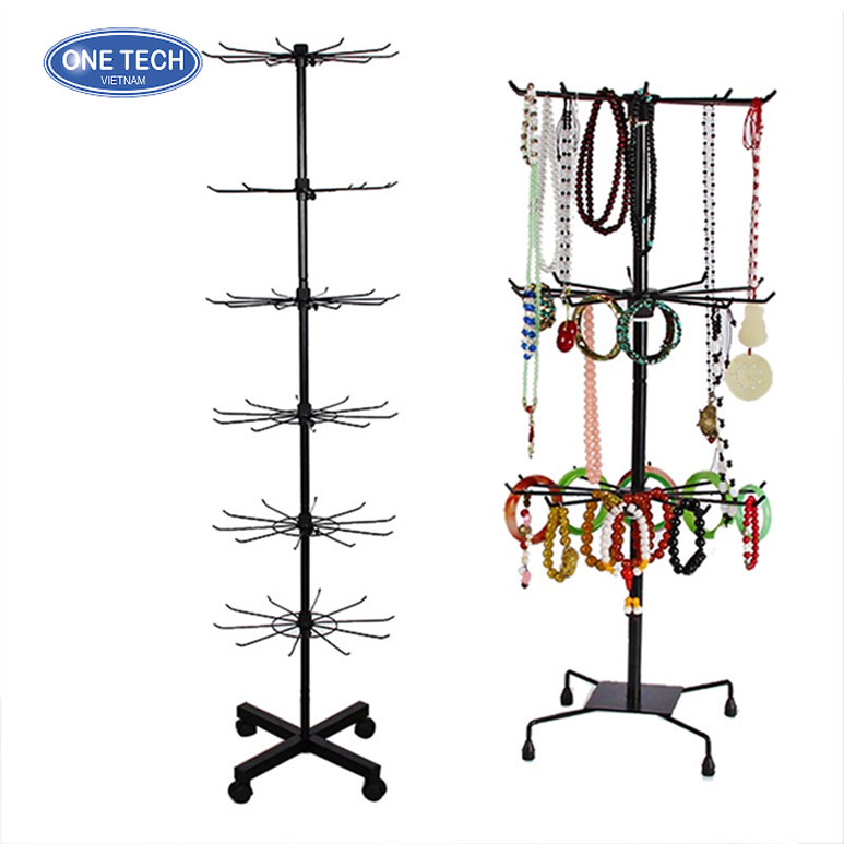 Trụ xoay lưng lưới kèm móc treo trưng bày phụ kiện điện thoại tiện lợi Trụ xoay lưng lưới có móc treo dùng để trưng bày phụ kiện điện thoại như ốp lưng, tai nghe, cáp sạc tại cửa hàng