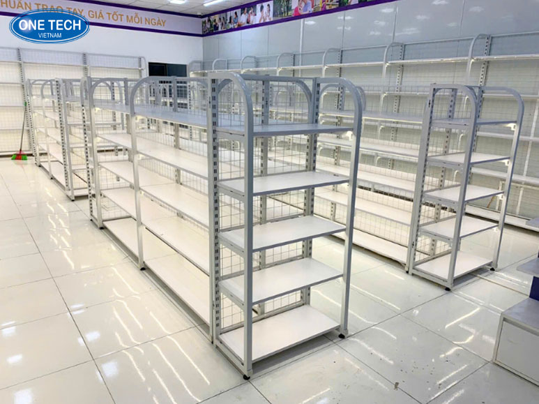 Kệ trưng bày sữa Vinamilk đa năng cho cửa hàng và siêu thị Kệ trưng bày sữa Vinamilk bằng sắt, nhiều tầng, phối màu xanh – trắng bắt mắt, dùng trong quầy kệ thực phẩm