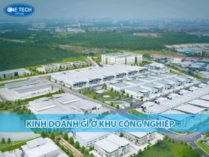 Hình ảnh các loại hình kinh doanh phổ biến trong khu công nghiệp như quán ăn, cửa hàng tạp hóa, dịch vụ logistic và vật tư công nghiệp
