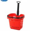 Giỏ hàng siêu thị tay đẩy bằng nhựa và kim loại, thiết kế gọn nhẹ, phù hợp cho siêu thị và cửa hàng tiện lợi