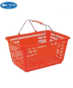 Giỏ xách nhựa sử dụng trong siêu thị với thiết kế chắc chắn, tay xách kim loại