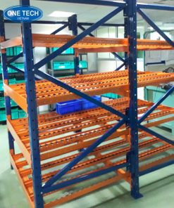 Kệ con lăn chất liệu thép sơn tĩnh điện, dùng trong kho xưởng tự động hóa