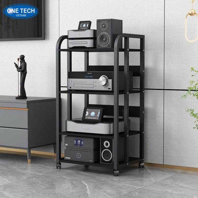 Kệ amply sắt bền bỉ – Giá đỡ thiết bị âm thanh chắc chắn Kệ amply bằng sắt chịu lực, thiết kế chắc chắn dùng để trưng bày và bảo vệ thiết bị âm thanh