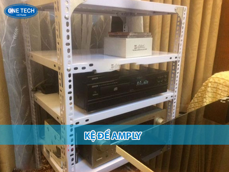 Kệ để amply bằng thép sơn tĩnh điện màu đen, 4 tầng, dùng trưng bày thiết bị âm thanh