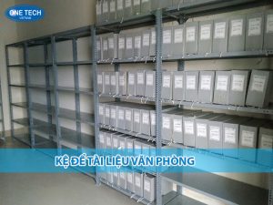 Kệ để tài liệu văn phòng 5 tầng bằng sắt, thiết kế gọn gàng, màu xám, phù hợp lưu trữ hồ sơ, sổ sách tại công sở
