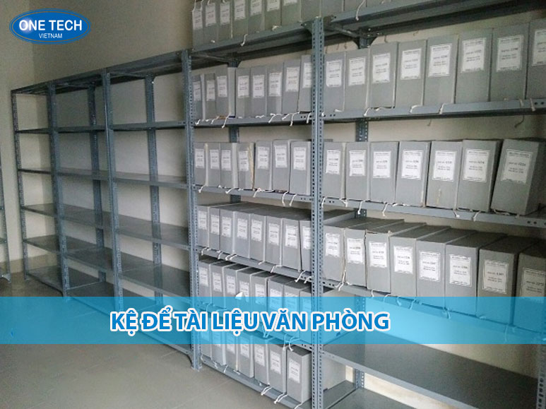 Kệ để tài liệu văn phòng 5 tầng bằng sắt, thiết kế gọn gàng, màu xám, phù hợp lưu trữ hồ sơ, sổ sách tại công sở