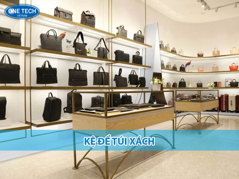 Kệ để túi xách bằng sắt sơn tĩnh điện 5 tầng, thiết kế hiện đại, dùng trong shop thời trang