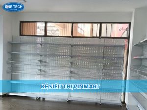 Kệ siêu thị VinMart bằng thép sơn tĩnh điện, nhiều tầng, trưng bày hàng hóa gọn gàng