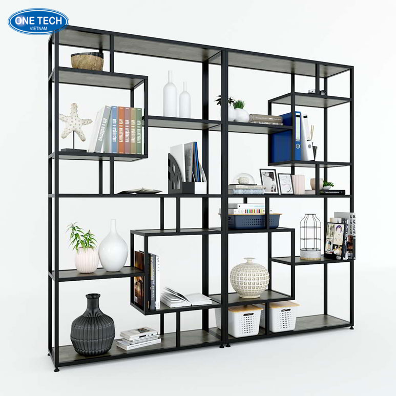 Mẫu kệ trưng bày bằng khen nhiều tầng với khung kim loại chắc chắn, phối màu tinh tế