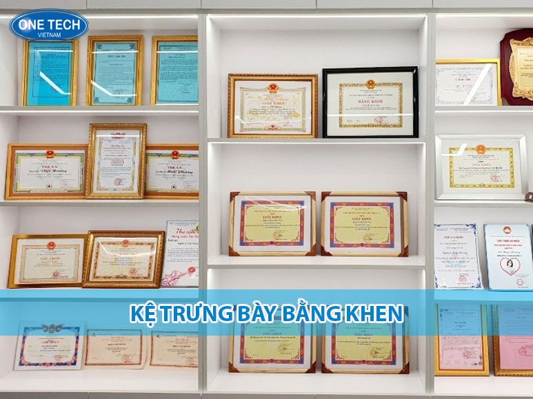 Kệ trưng bày bằng khen bằng sắt sơn tĩnh điện, thiết kế 3 tầng màu đen hiện đại