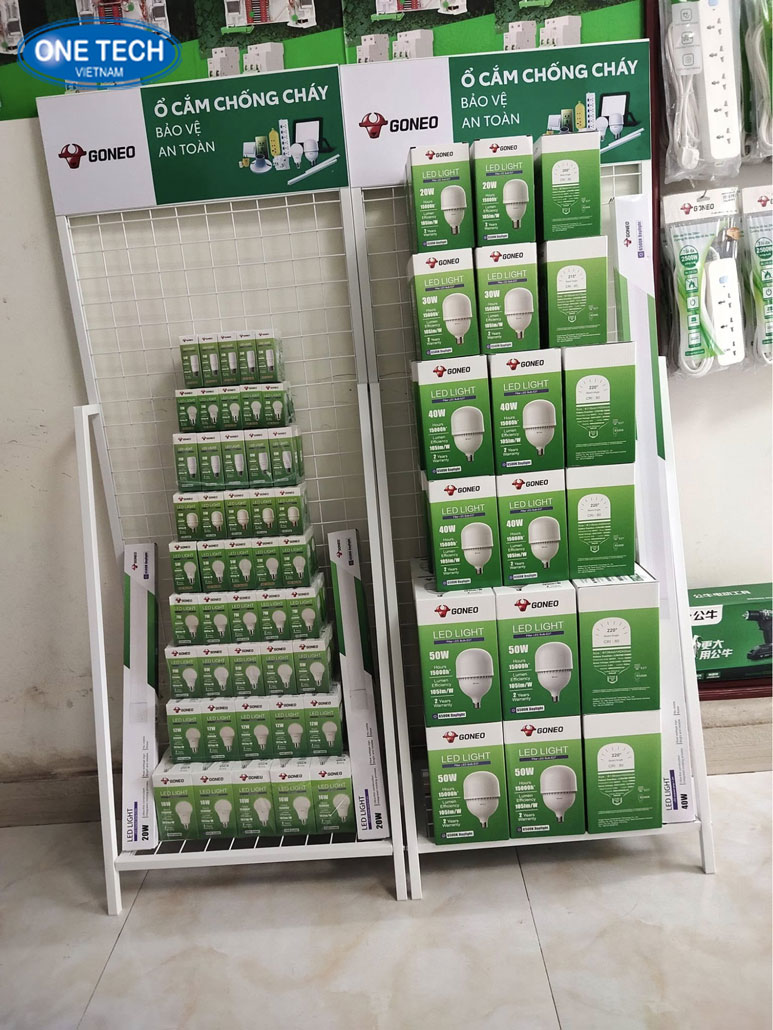 Kệ mini quảng cáo bóng đèn – trưng bày hiệu quả, thu hút khách hàng Kệ mini ứng dụng làm kệ quảng cáo bóng đèn trưng bày sản phẩm đẹp mắt