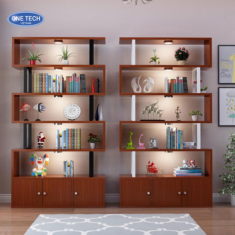 Giá kệ trưng bày cúp thiết kế ziczac bằng gỗ tự nhiên, phong cách khác biệt
