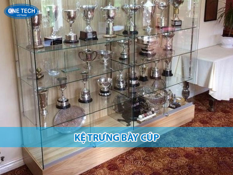 Kệ trưng bày cúp bằng sắt sơn tĩnh điện 3 tầng, dùng cho showroom và phòng truyền thống