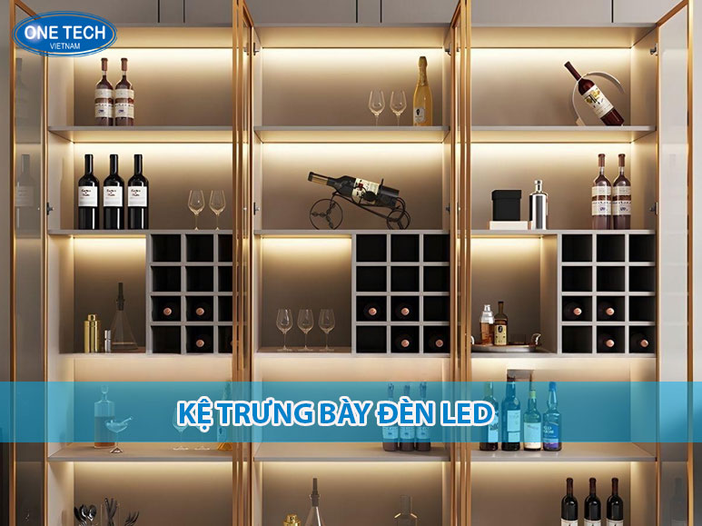 Kệ trưng bày đèn LED bằng sắt sơn tĩnh điện, 5 tầng, bố trí sản phẩm chiếu sáng tại showroom