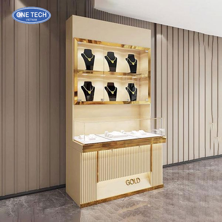 Kệ tủ để nữ trang cao cấp sang trọng – Thiết kế tinh xảo, đẳng cấp Kệ tủ trưng bày nữ trang cao cấp với thiết kế hiện đại, sang trọng, phù hợp cho showroom và cửa hàng trang sức