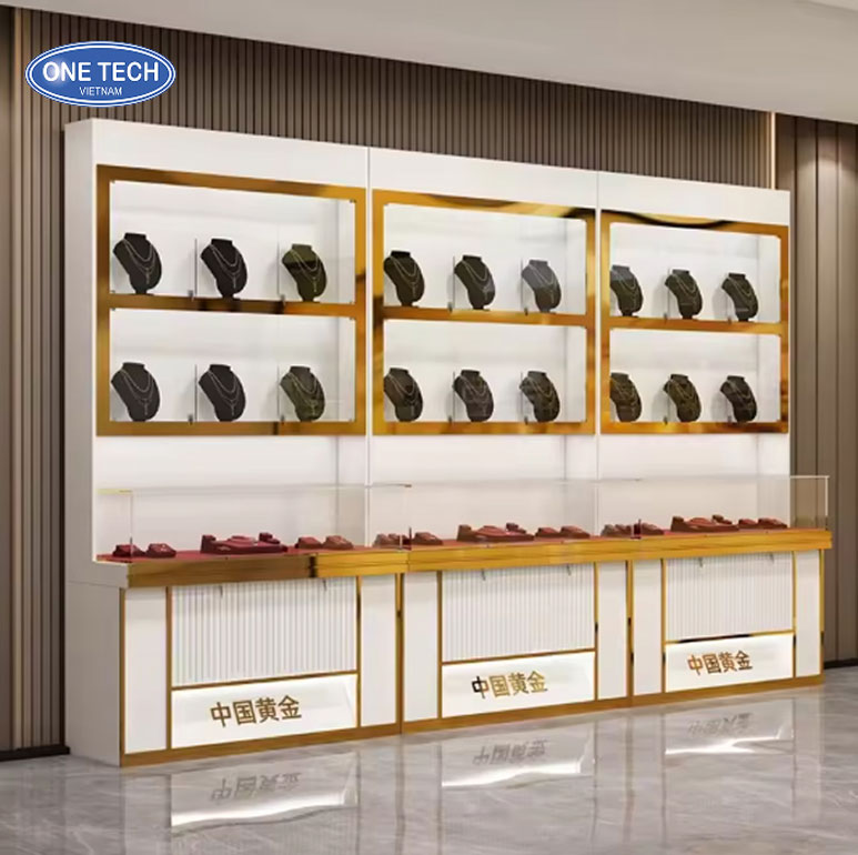 Kệ trưng bày trang sức cao cấp – Lựa chọn tinh tế cho không gian sang trọng Kệ tủ trang sức thiết kế sang trọng, chất liệu cao cấp, giúp tôn vinh vẻ đẹp sản phẩm tại cửa hàng