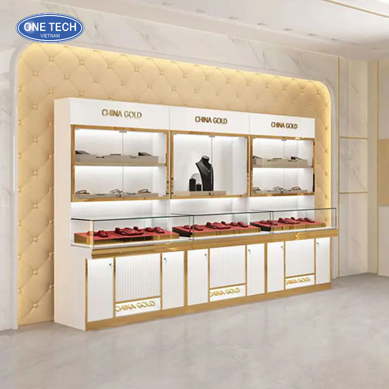 Kệ nữ trang cao cấp – Tôn vinh vẻ đẹp và giá trị trang sức Kệ tủ nữ trang thiết kế tinh tế, gam màu sang trọng, giúp làm nổi bật sản phẩm trưng bày