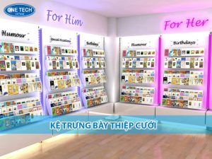 Kệ trưng bày thiệp cưới bằng sắt sơn tĩnh điện, thiết kế đẹp mắt, phù hợp cho cửa hàng văn phòng phẩm, đồ cưới