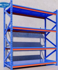 Kệ trung tải công nghiệp tải trọng 500kg, phù hợp lưu trữ hàng hóa nặng trong kho và cửa hàng