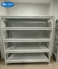 Kệ trung tải màu trắng bằng sắt sơn tĩnh điện, thiết kế tối ưu cho lưu trữ hàng hóa