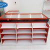Quầy thu ngân chữ L bằng gỗ MDF, thiết kế hiện đại, phù hợp cho cửa hàng tiện lợi và siêu thị mini
