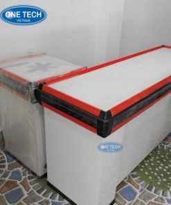 Quầy thu ngân chữ L kiểu dáng hiện đại, màu sắc trang nhã, phù hợp không gian cửa hàng nhỏ và vừa