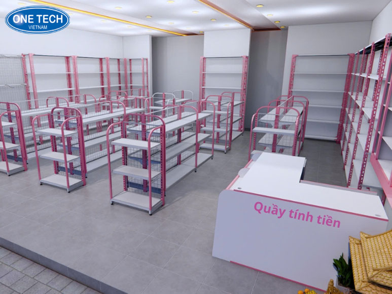 Cách sắp xếp quầy tính tiền hợp lý trong không gian bán hàng Quầy tính tiền đặt sát cửa ra vào trong cửa hàng tiện lợi hiện đại
