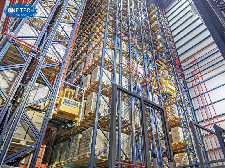 Phân loại stacker crane trong hệ thống kho tự động Các loại stacker crane phổ biến: single mast, double mast, telescopic – dùng trong nhà kho tự động hiện đại
